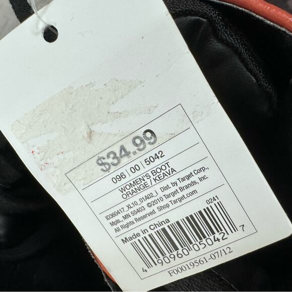 2010s Indie Sleaze Stiletto Hiking Style Boots Orange Size 8 Heels Platform - Picture 7 of 9